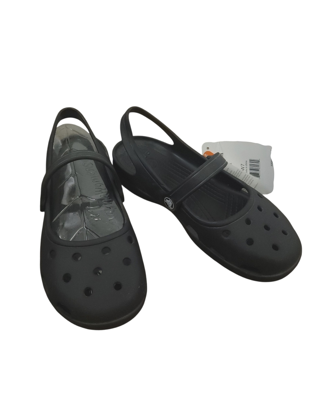 NEW CROCS 7W Black Slip-On Mary Jane Sandals Shayna